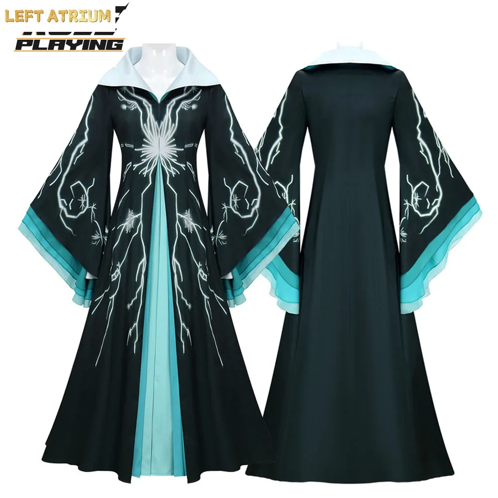 

Disguise Madame Morrible Cosplay Costume Green Dress Movie Wicked Roleplay Outfits for Women Adult Carnival Halloween Party Suit