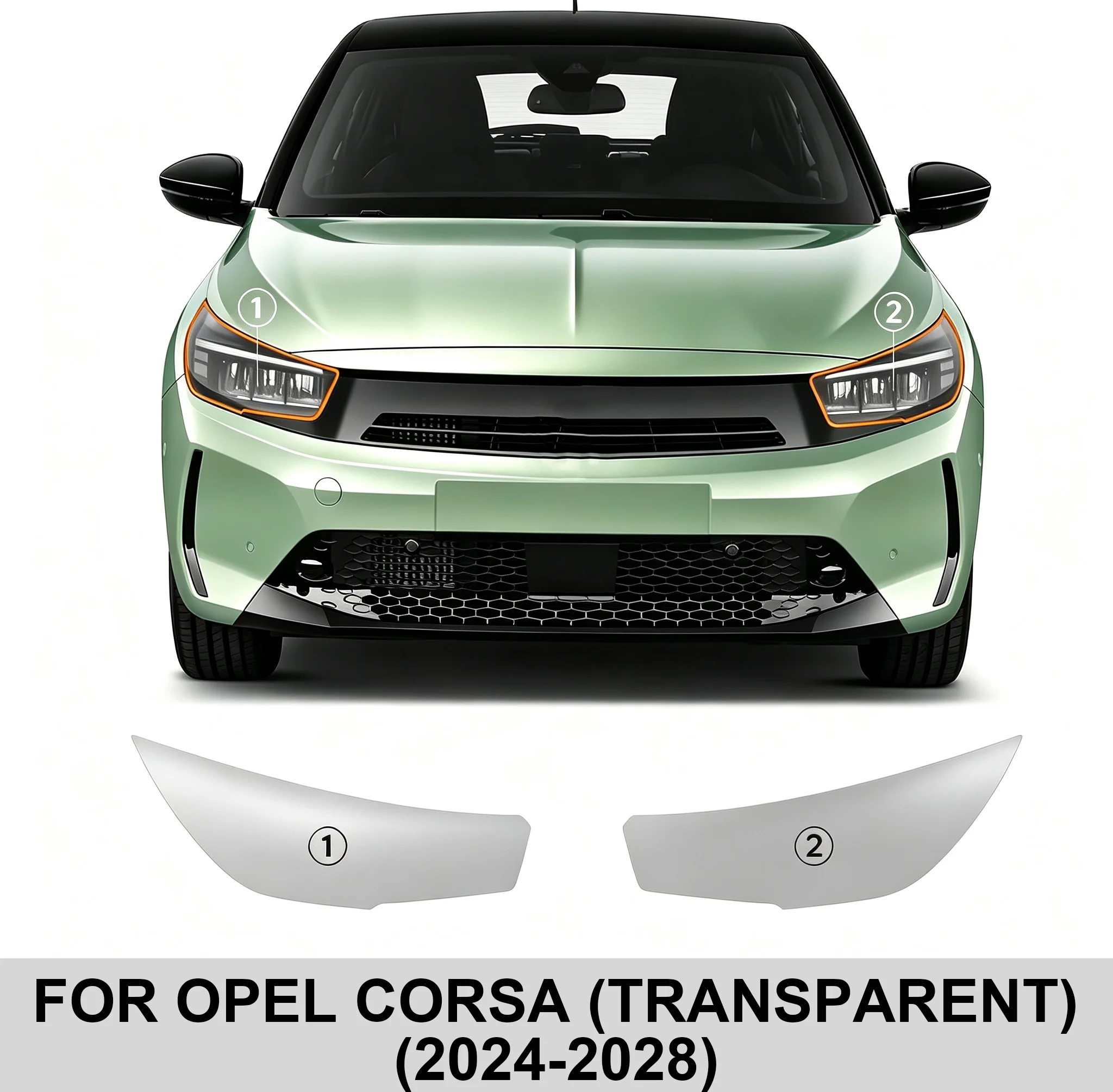 For Opel Corsa 2024-2028 Car B C Pillars Headlight Clear Smoked TPU Protection Film PPF Anti Scratch Film