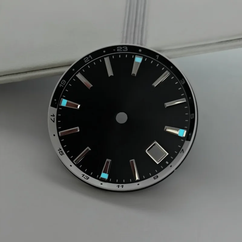 Nuovo quadrante dell'orologio da 32 mm con anello interno dell'ombra Quadrante dell'orologio meccanico luminoso blu ghiaccio per movimento NH34 NH35