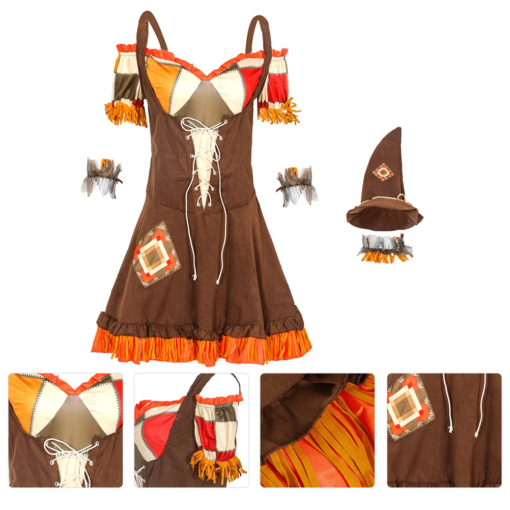 Vogelscheuche Kleid Kostüm Hexe Kleidung Party Prop Kleidung Halloween Mit Mädchen Rollenspiel Leistung Cosplay