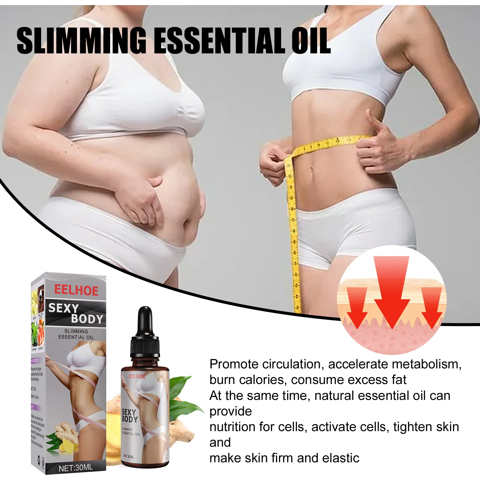 

Full Body Fat Burning Essential Oil Waist Abdomen Thigh Cellulite Remove Firming Arm Boost Metabolism Healthy Body Shaping Cream