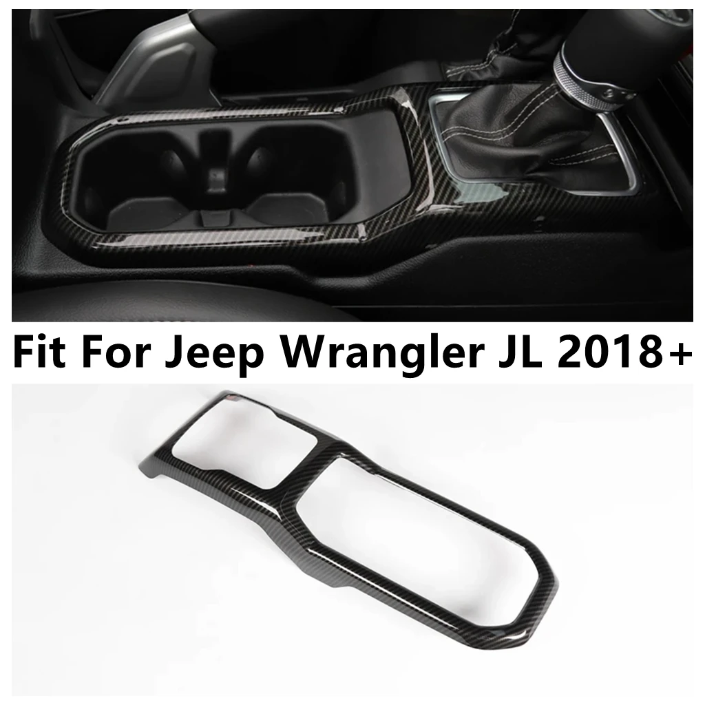 

Center Control Gear Shift Box Panel Water Cup Holder Frame Cover Trim For Jeep Wrangler JL 2018 - 2022 ABS Accessories Interior