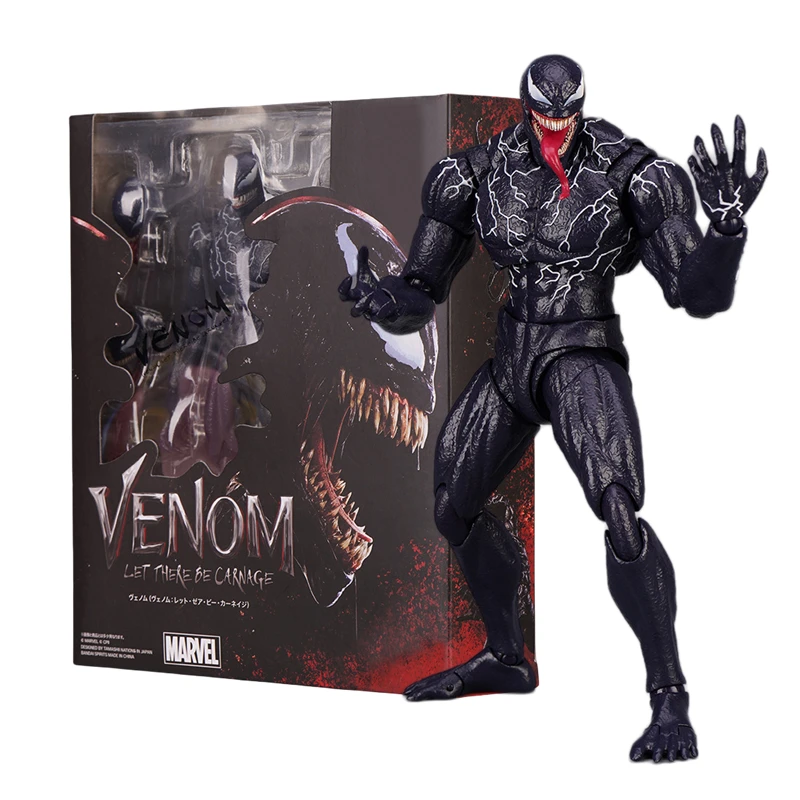 SHFiguarts Venom Action Figure Symbiote Head Carving SHF Spider Man Movable Movies Model Doll Collectible Kids for Toy Gift