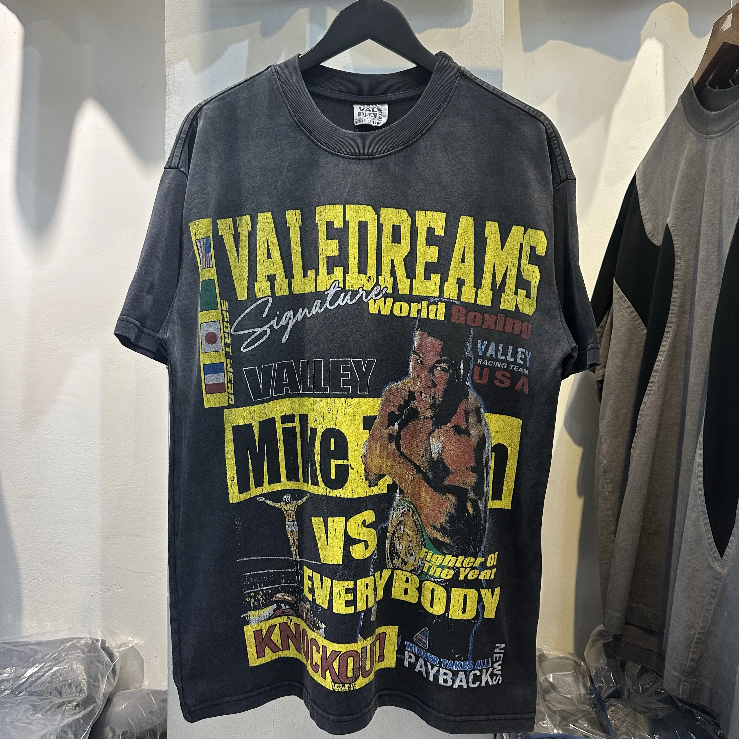 

R Pte Ali Boxer Loose Fit Hip Hop Waed Vintage ort Sve T irt Summer New Sle American Trend Brand V