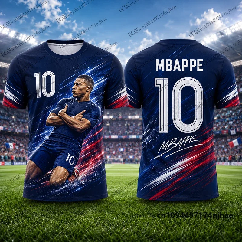 Unisex New 2026 Mbappe Special Football Jersey Number 10-Printed Summer Quick-Dry Breathable Sports T-shirt for Adults Kids