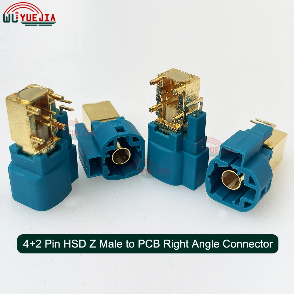 1Pcs 4+2 6 Pin HSD Connector Water Blue Code Z Male Plus Right Angle Car Vihicle LVDS AC Assembly Connectors For PCB Mount Types