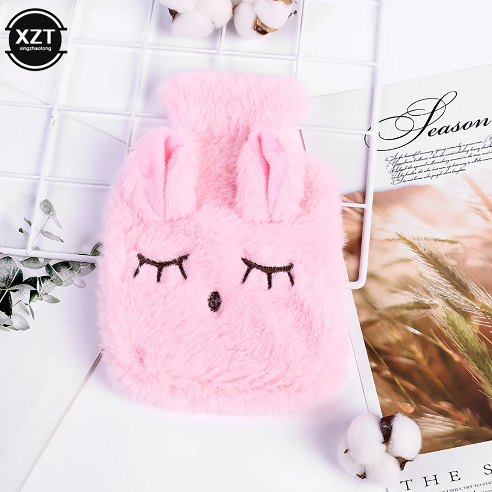 NEW Reusable Winter Warm Heat Hand Warmer PVC Stress Pain Relief Therapy Hot Water Bottle Bag with Knitted Soft Rabbit Cozy Cove