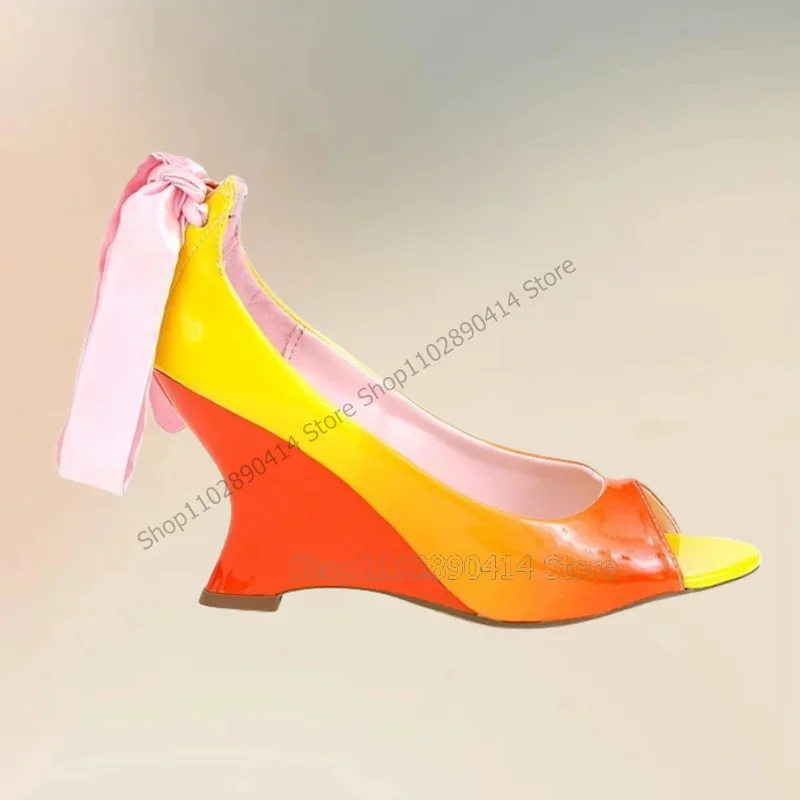 

Pink Bow Knot Riband Decor Strange Style Heels Pumps Back Strap Women Shoes Peep Toe Fashion Banquet 2025 Zapatos Para Mujere