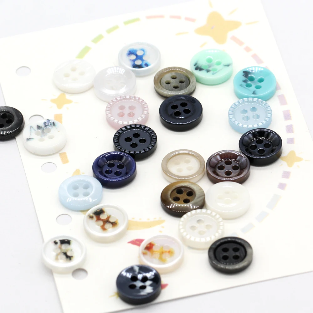 HENGC 30Pcs 9/10/11mm Small Round Resin Buttons for Clothing Man Shirt Blouse Skirts Cuff Collar DIY Crafts Handmade Decorations