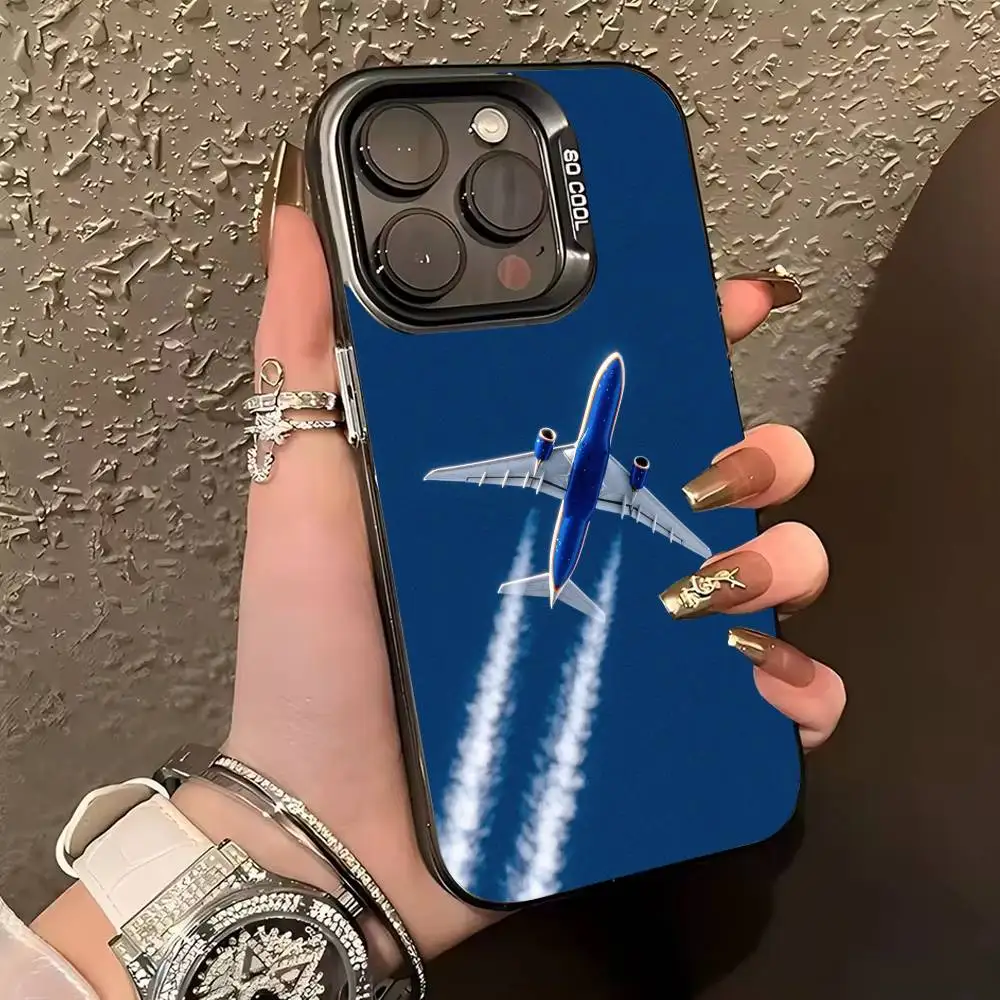 حافظة هاتف على شكل طائرة لهاتف آيفون 17,16,15,14,13,12,11 Plus,Pro Max,XS,حافظة هاتف فضية ملونة