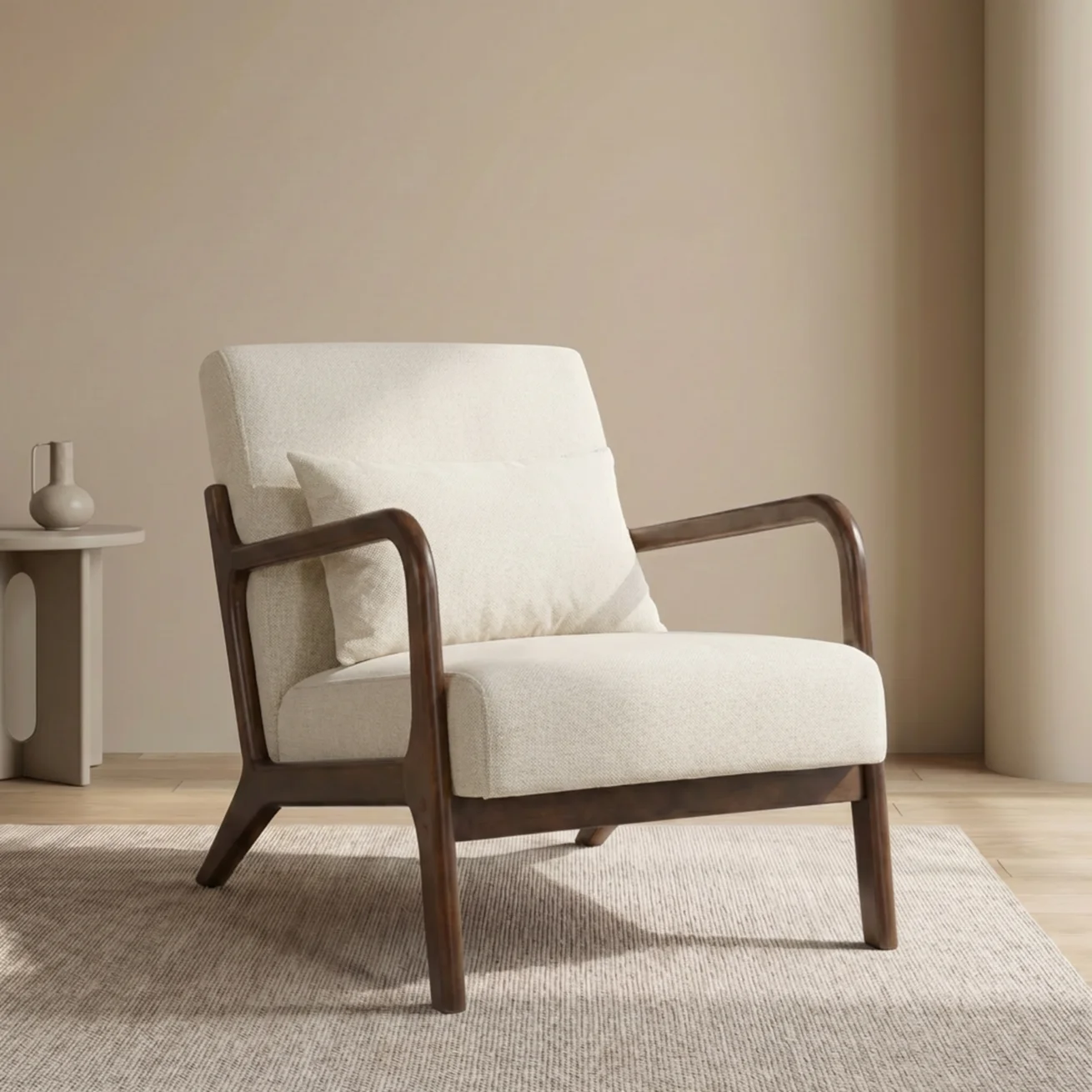 Relaxing Wooden Chair Modern Living Room Sofa Restaurant Luxury Nordic Arm Chair Cafe Hotel Lounge Accent Chair Living Room