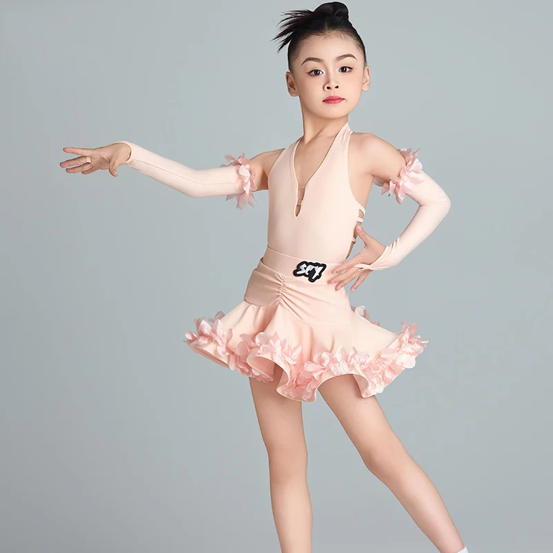 

Летнее платье для латинских танцев без рукавов, детский профессиональный костюм для латинских танцев, одежда для выступлений чача для девочек, XS9394