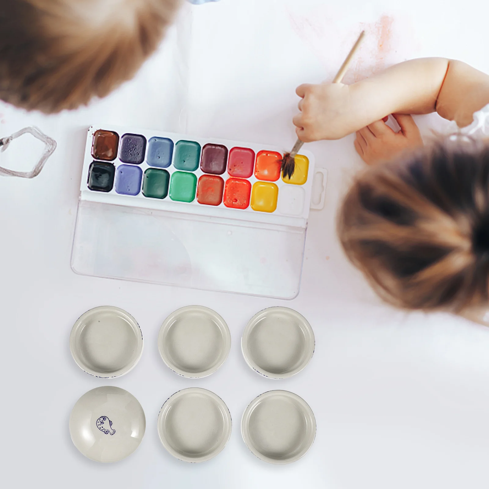 Paint Pallet Ceramic Palette Blenders Pigment Trays Mixed Board Condiment Ceramics Mixing Child