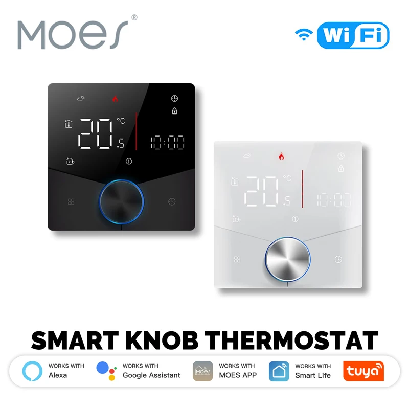 MOES WiFi Smart Heating Knob Thermostat LCD Display Touch Screen Temperature Controller For Water Gas Boiler Electric Heating