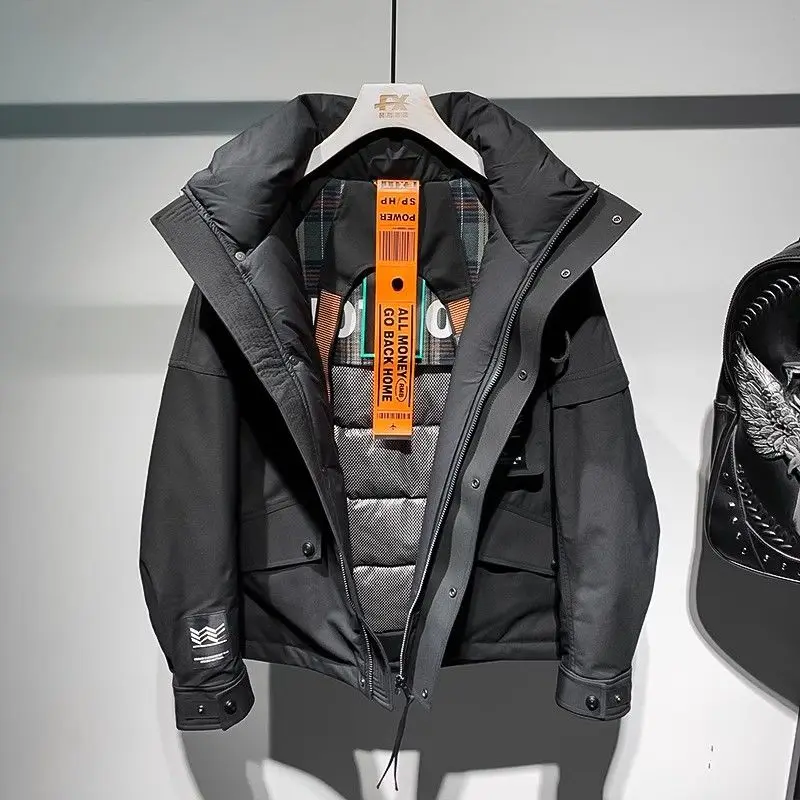 Luxury Winter Men Clothing Hooded Parkas Warm Windproof Coat Cotton-padded Jacket Thick Zip Multi-pocket Outerwear Puffer Jacket