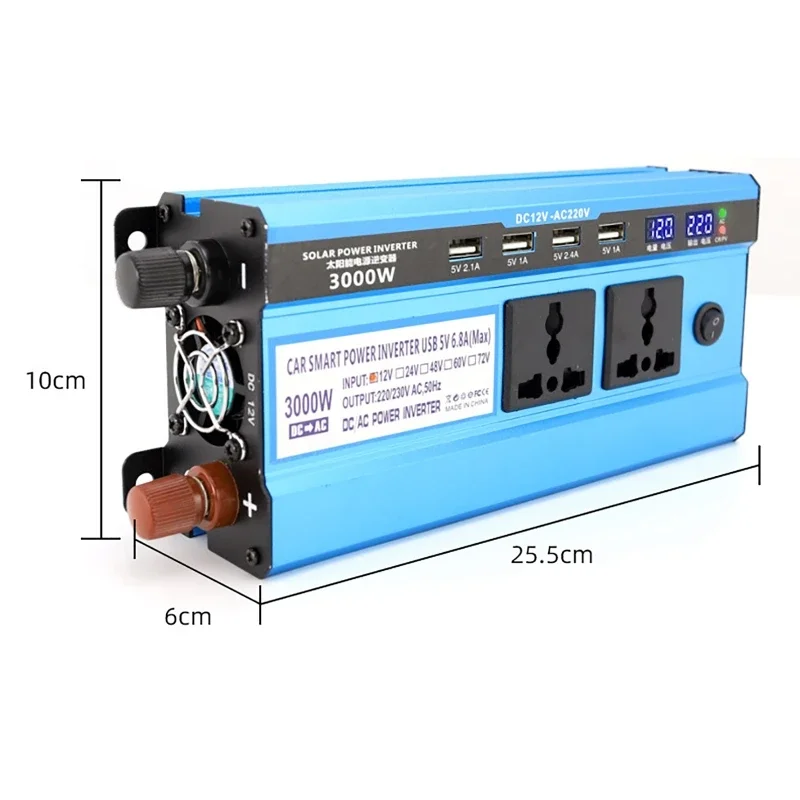 Peak 5000W Car Power Inverter DC 12V 24V To AC 220V Transformer With USB Universal Socket Charger Modified Sine Wave Inverter