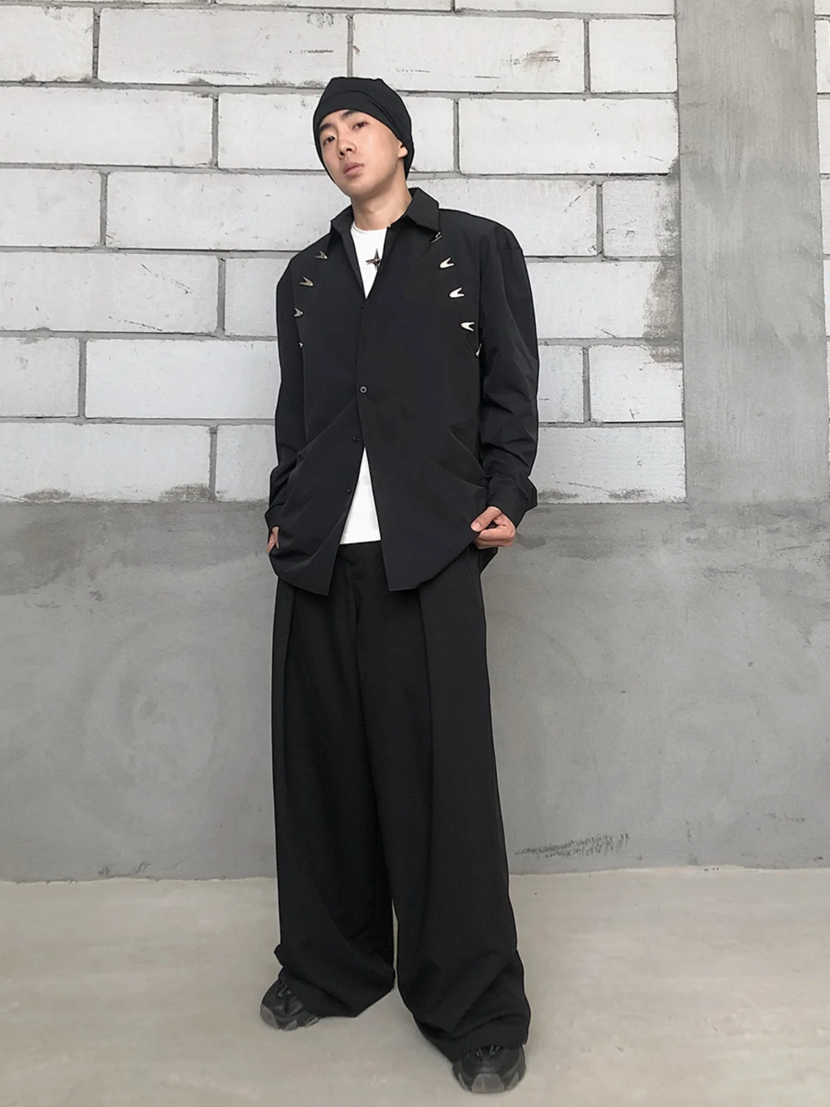 Non-iron High Waist Bell Bottom Men's Trousers Adjustable Waist Buckle Fashionable Korean Style Casual Long Pants