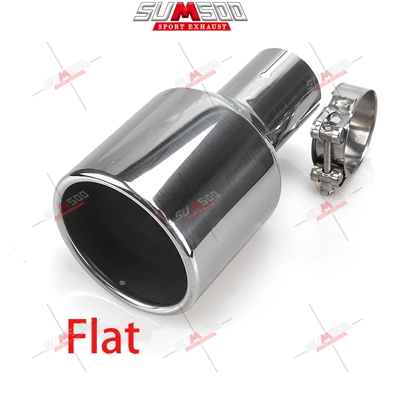 1PCS 114mm outlet Universal modification Car Accessories silver Curly Flange Muffler exhaust Stainless Steel Tip