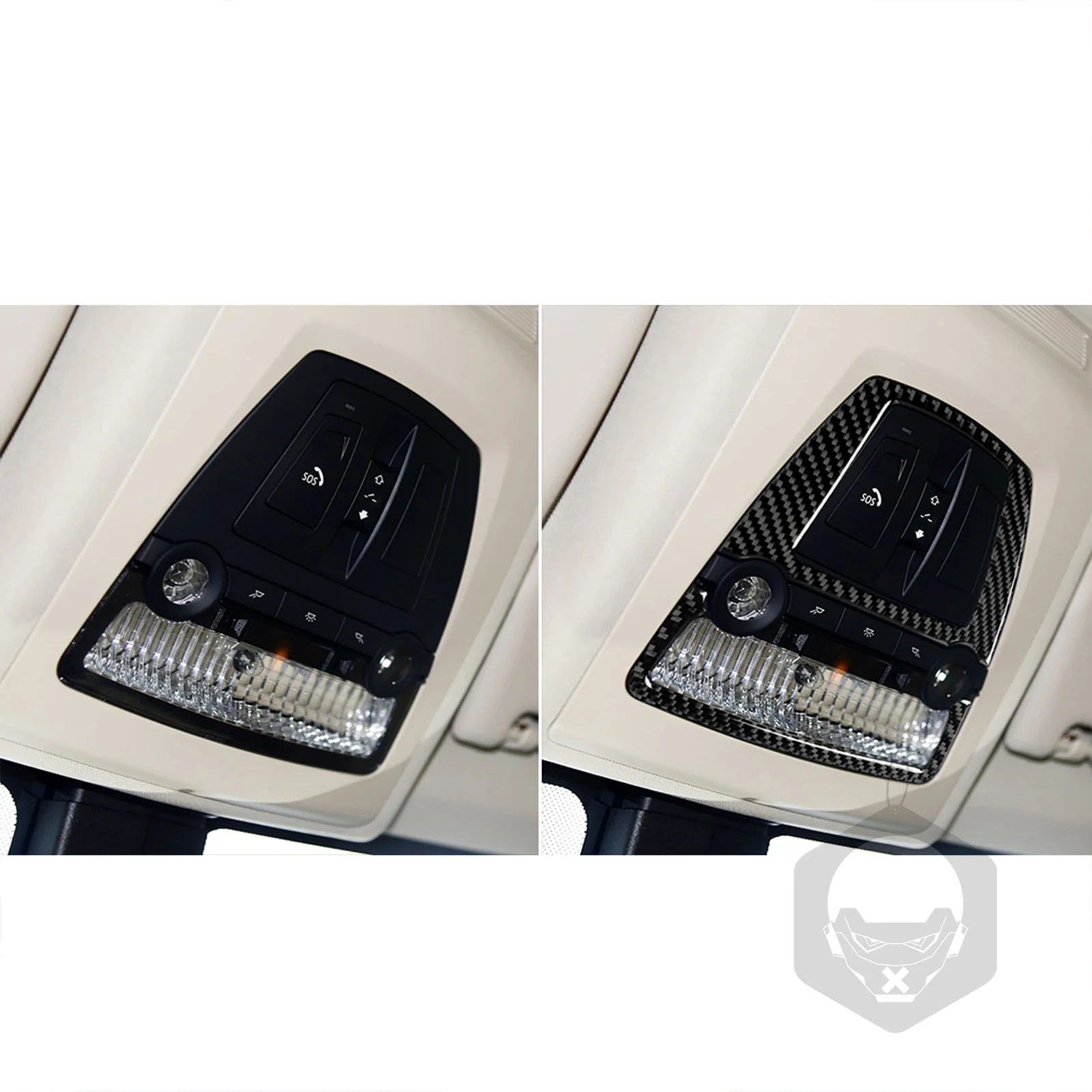 Carbon Fiber Car Accessories Front Reading Light Interior Trim Cover Soft Sticker For BMW 7 Series F01 730li 740li 750li 2009-14 view 4