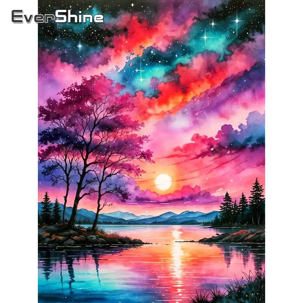 Evershine Diamant Malerei Liebe Herz Stein Mond DIY Mosaik Meer Handarbeiten Sonnenuntergang Stickerei Landschaft Handgemachtes Geschenk