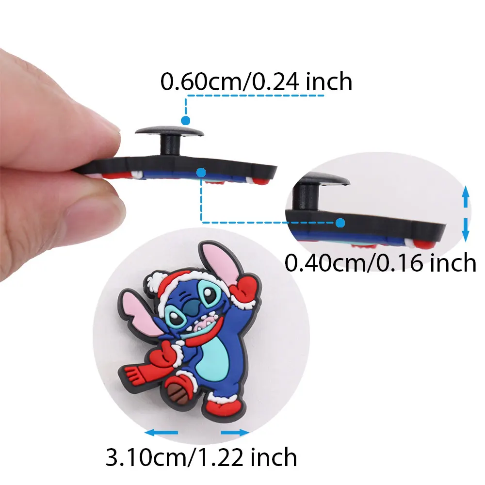 Good Quality 1-17pcs PVC Shoe Charms Christmas Cartoon Stitch Lilo PVC Accessories Sandals Ornaments For Children DIY Present