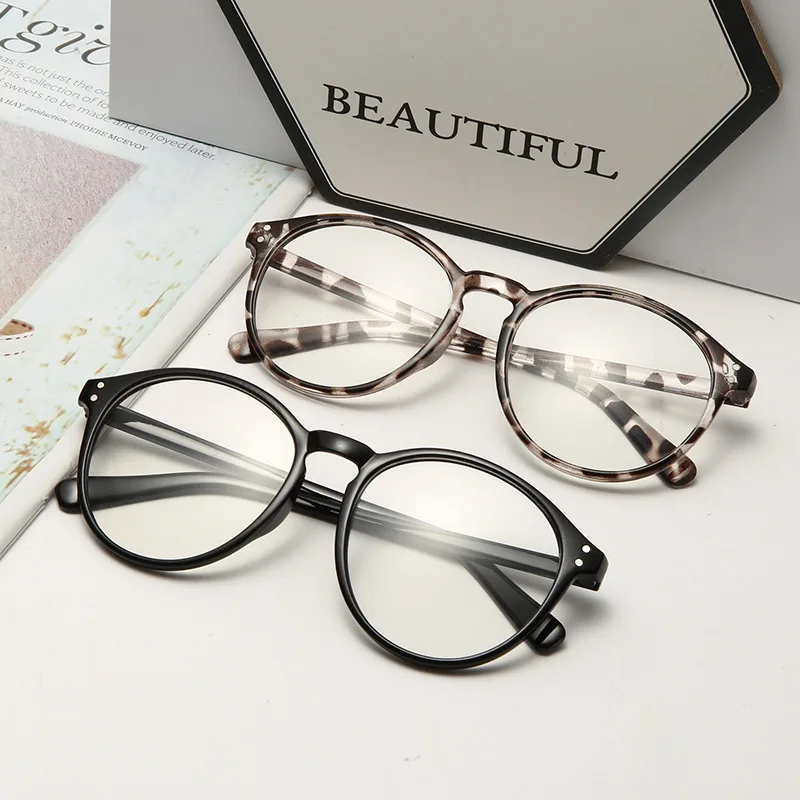 Myopia Glasses Women Fashion Leopard Round Eyeglasses Men Blue Light Optical Farsighted Eye Glasses -1.0 -1.5 -2.0 -2.5 To -4.0