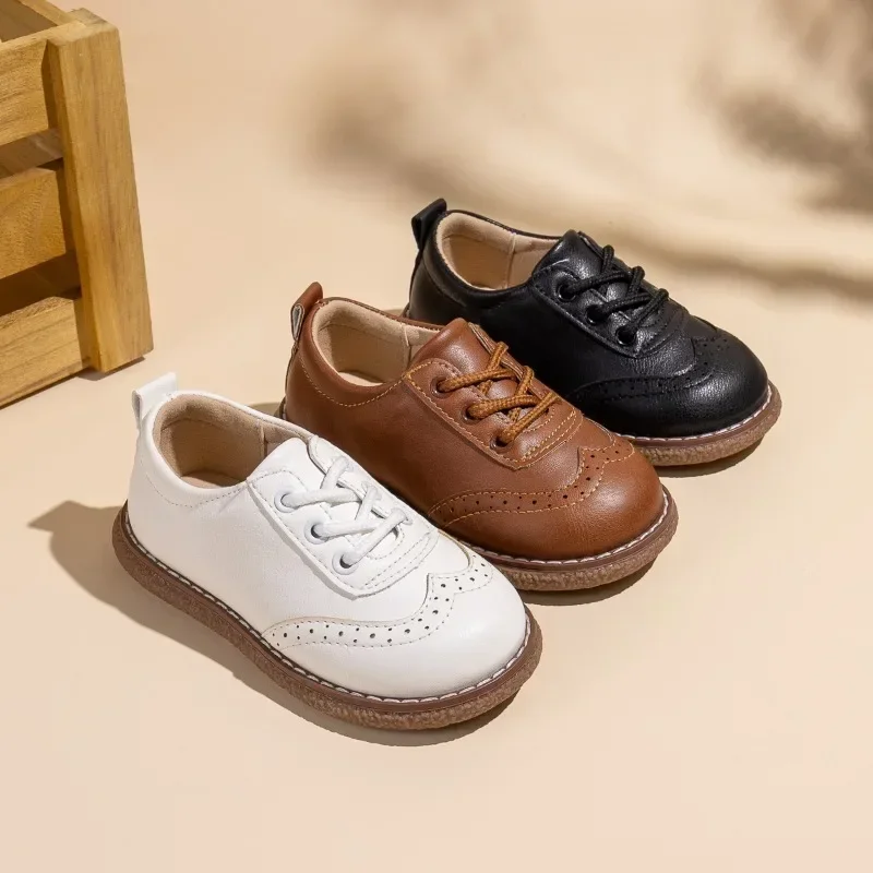 

New Spring Autumn Children Formal Leather Shoes Causal Girls Fashion Flat Shoes Versatile Kids Boys Uniform Performance Shoes