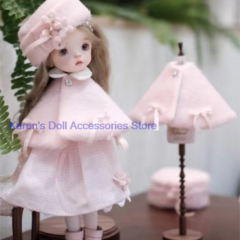 

Нежно-розовый шерстяной плащ в стиле аристократов Landoudou, 3 шт./платье для куклы в клетку/фетровой шляпка (подходит для Lulu, ymy24, Ob22, 24, 26, Zone, Jenny)