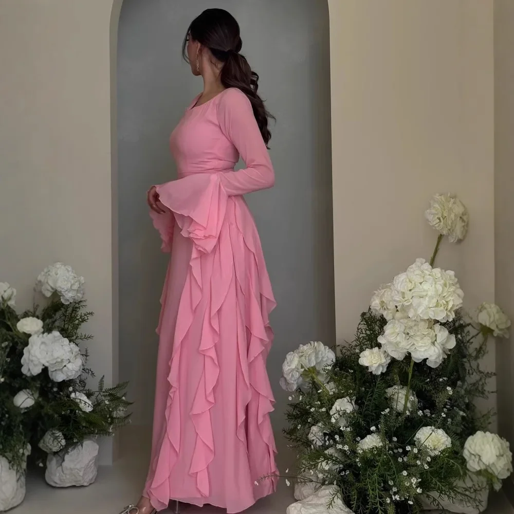 

Ближневосточное шифоновое платье с волнистыми волнами, темпераментное платье с длинными рукавами и квадратным воротником, осень 2021, новая мода High Street Lo