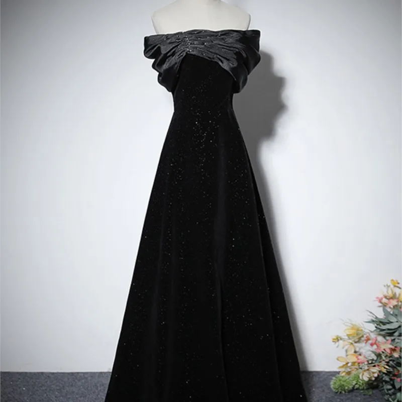 Chorus dress Black Birthday Quinceanera banqueting fine flash one-shoulder music student Art test