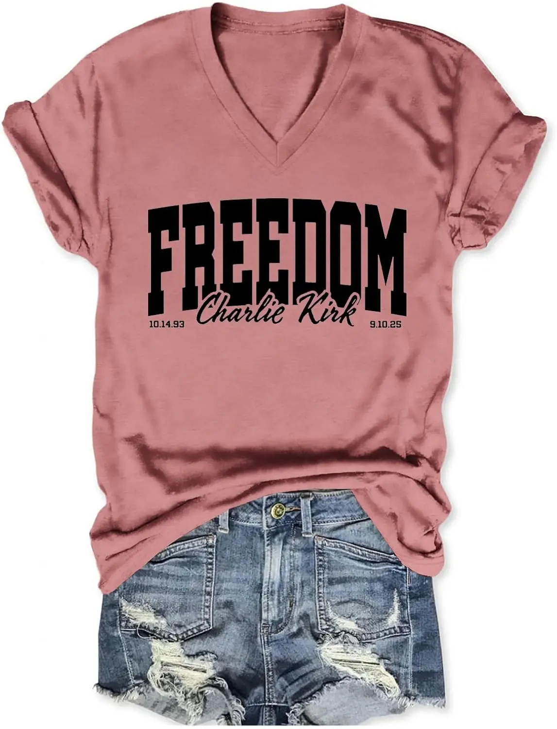 Freedom Shirt Charlie Kirk T Shirt USA America Patriotic Shirts Women Funny Graphic V Neck Tee Tops