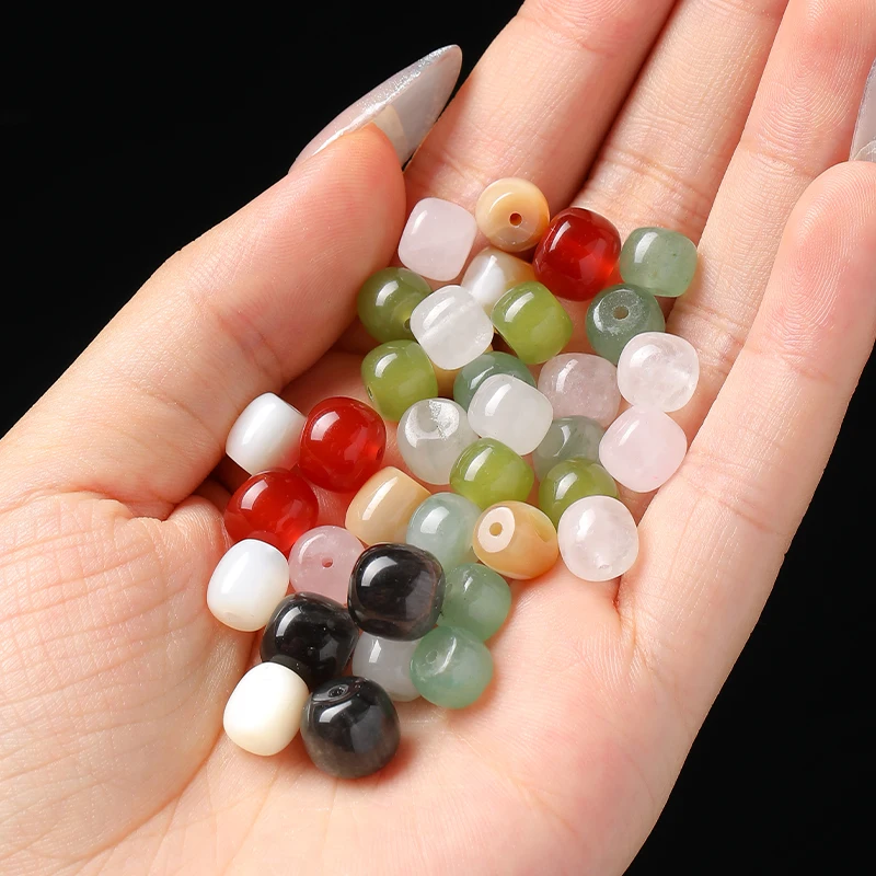 Amethyst Rose Quartz Red Agate Gemstone Old Beads 10pcs Loose Stone Beads for DIY Jewelry Making Bracelet Necklace Handmade