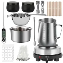 DIY Handmade Candle Craft Tools Kit com placa quente de fusão de cera, acessórios de fabricação de velas, kit de fabricação de velas de cera de soja, produção de velas kit completo, fabricação de velas