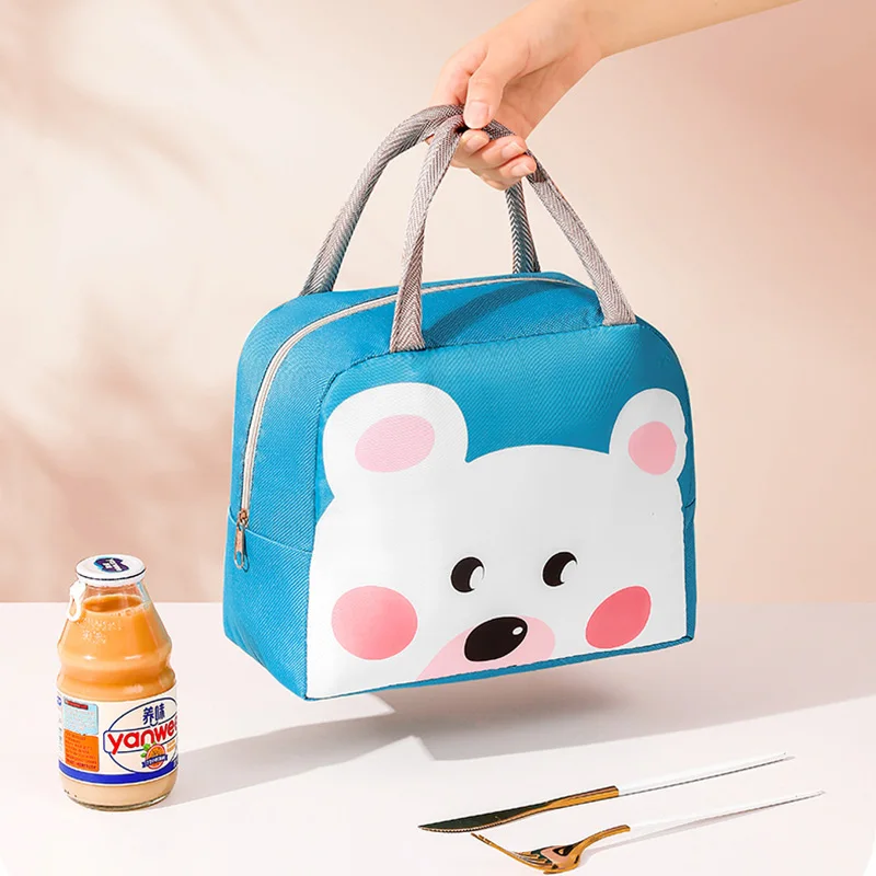 Portable Cute Cartoon Tote Thermal Lunch Bags For Children Kids Picnic Bento Storage Insulation Bags Thermal Food Door Bag