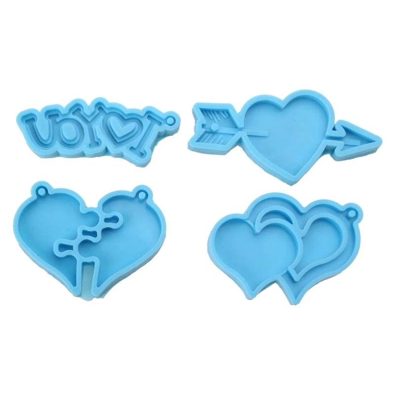 

4 Pcs Valentine's Day Keychain UV Crystal Epoxy Mold Ornaments Pendant Resin Silicone Mould DIY Crafts Jewelry Mold Dropshipping