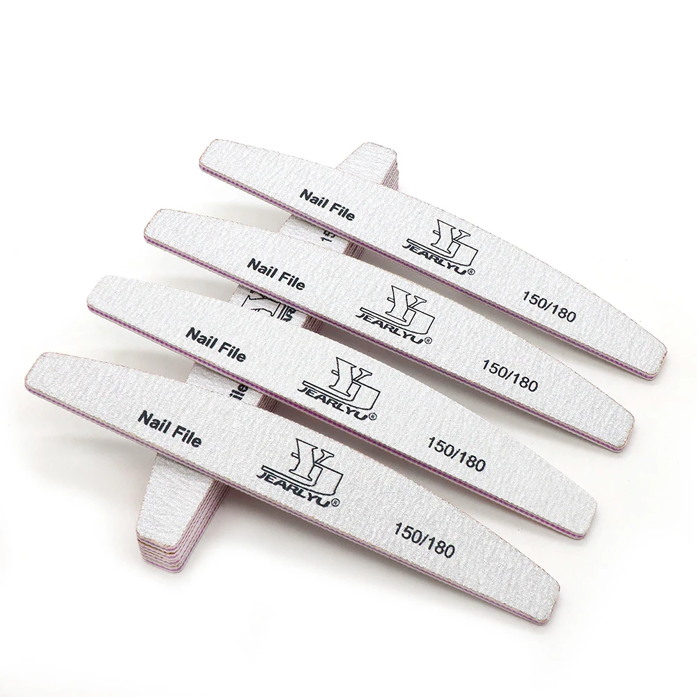 6個入りボート型ネイルファイル、ジェルネイルポリッシュ除去用サンディングファイル、150/180グリット、グレーのサンドペーパーバッファーファイル、マニキュアネイルアクセサリー用