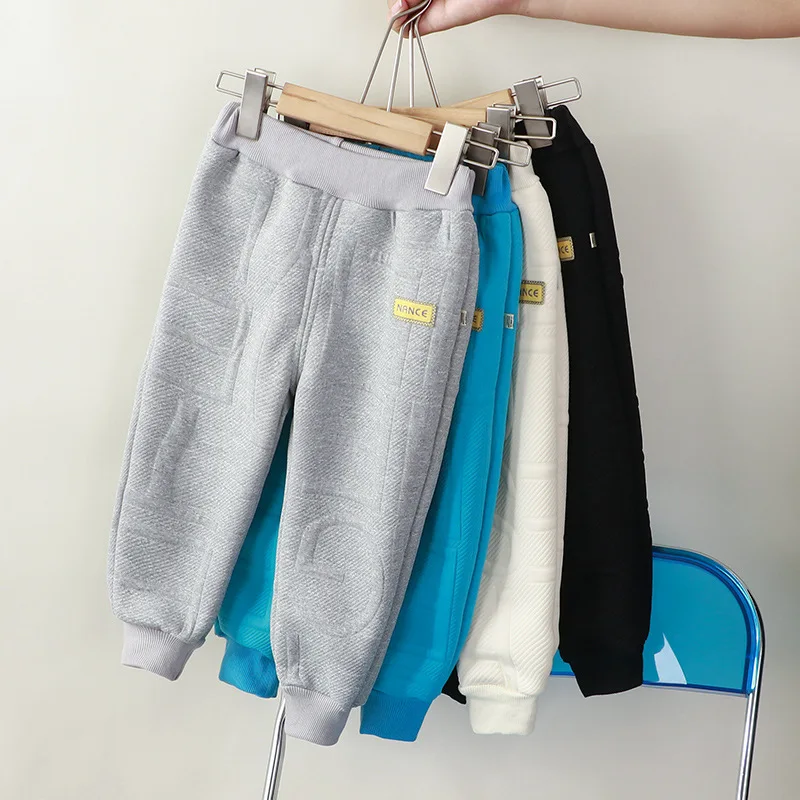 

Children's Pants Autumn and Winter New Style Warm Sports Plush and Thick Outerwear Pants for Small and Medium-sized Children