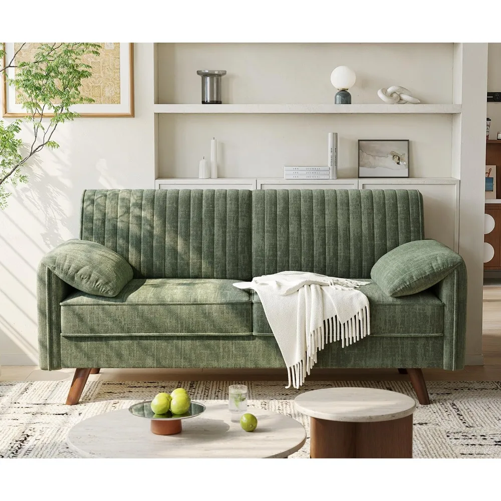 64.5" Loveseat Sofa, Chenille Loveseat Couch for Living Room, Green, Customized