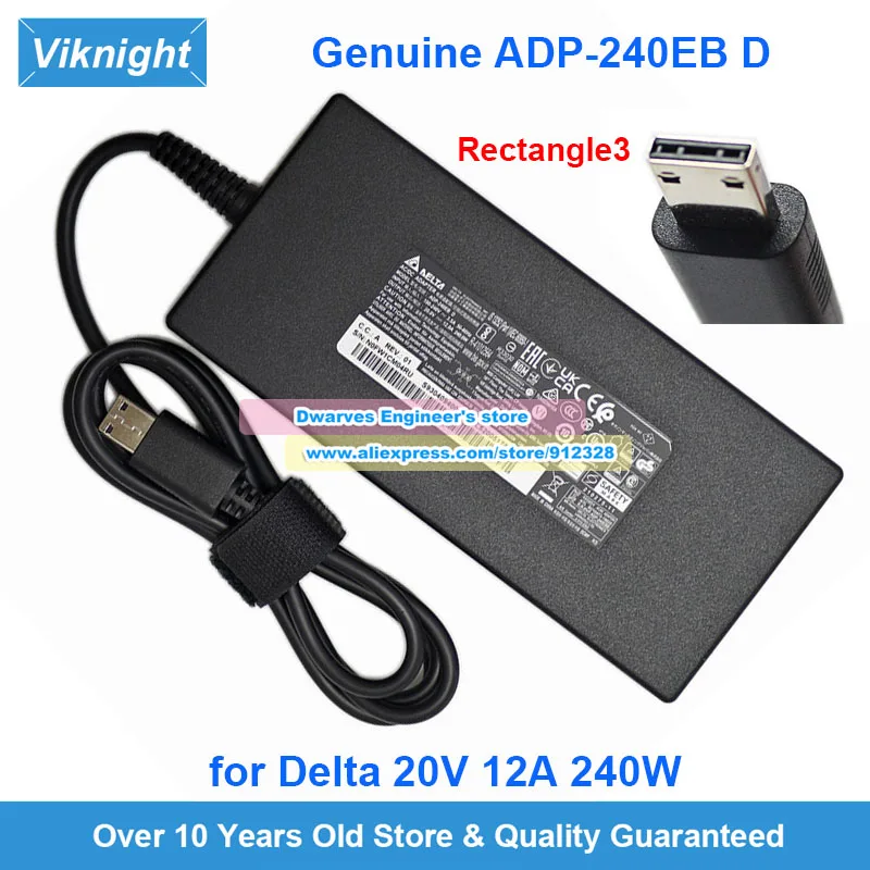 

Genuine 240W Delta 20V 12A AC Adapter ADP-240EB D Charger for MSI Gaming Laptop GP76 GE66 GE76 GP66 Power Supply Rectangle Tip