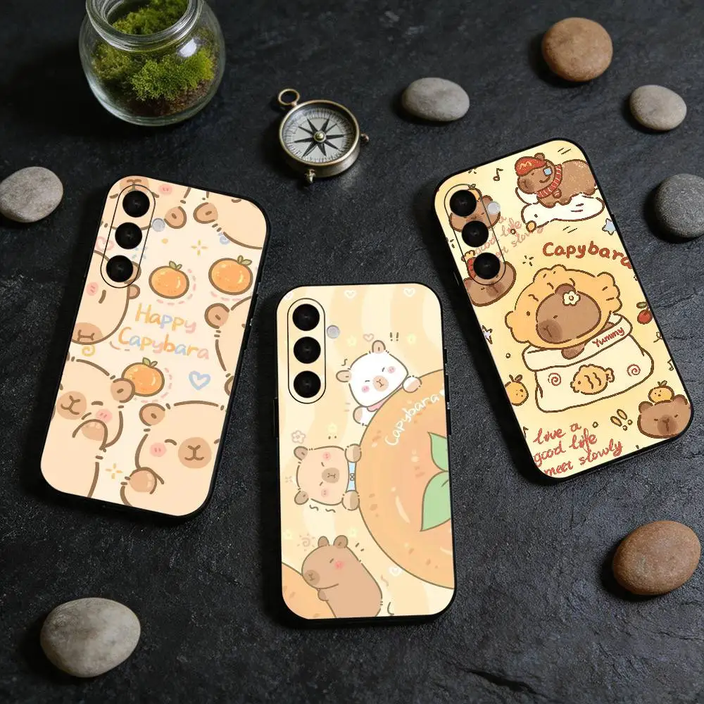 Capybara Cute Cartoon  Black Soft Case for Samsung Galaxy A73 72 71 70 53 52 A1 Others Cover