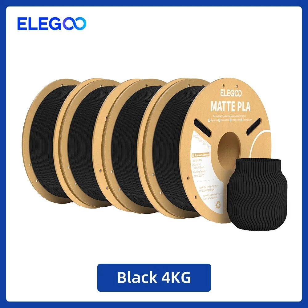 ELEGOO Mat PLA-filament 1KG, 1,75 mm FDM 3D-printerfilament Dimensionale nauwkeurigheid +/- 0,02 mm, 1 kg kartonnen spoel (2,2 lbs)