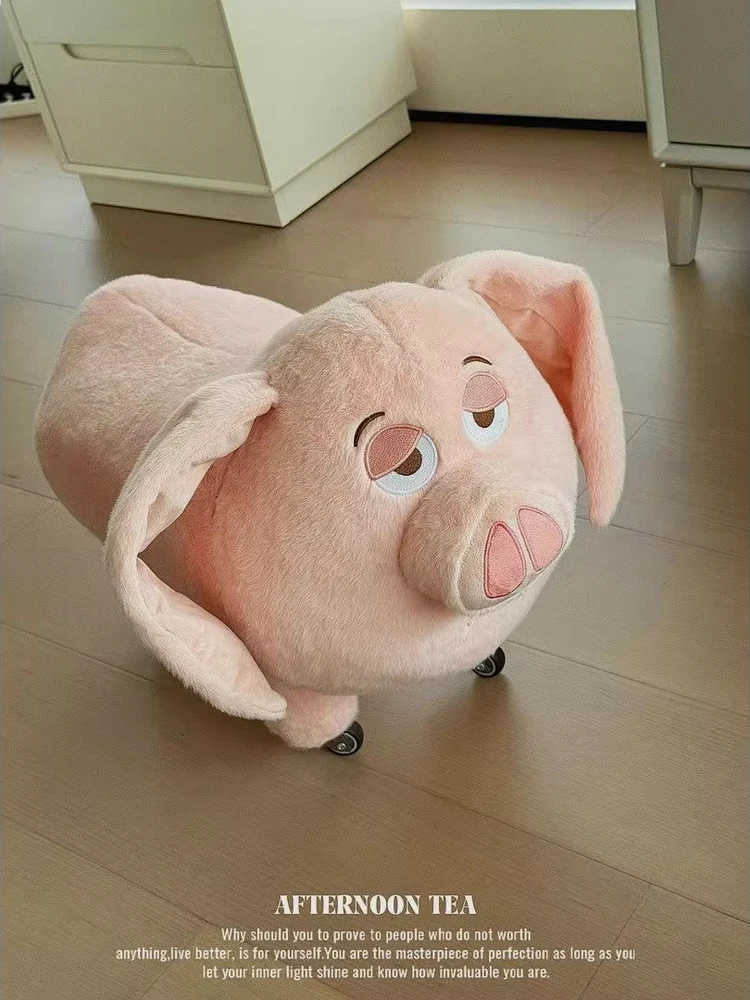 Cartoon Pig Doll Seat, Creative Bench, Pulley Stool, Shaped Shoe Changing Stool, Home Furniture, Pink Cute Stool, Wooden Stool