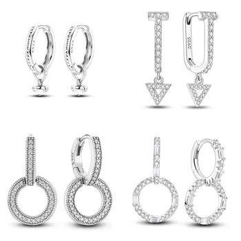 2024 Nuovo Argento Sterling S925 Zircone Rotondo Cerchio Personalità Anti-Lnset Orecchini Semplici Gioielleria Raffinata Per Le Donne Ragazze Regali Del Partito