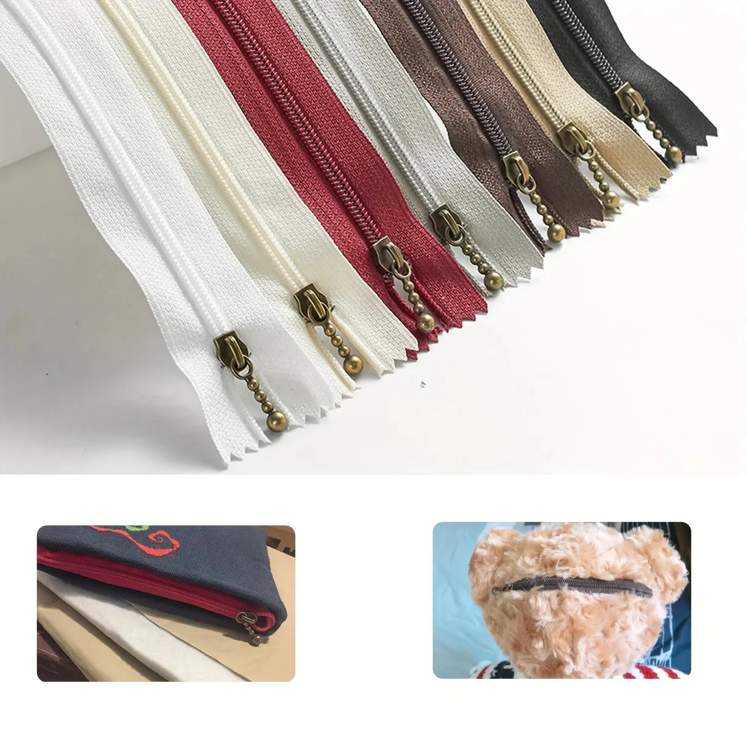 (10pcs) Hand-made DIY Bag Handbag Zipper 3# Nylon Bronzing Closed Tail Short Zipper Unlocked Multicolor
