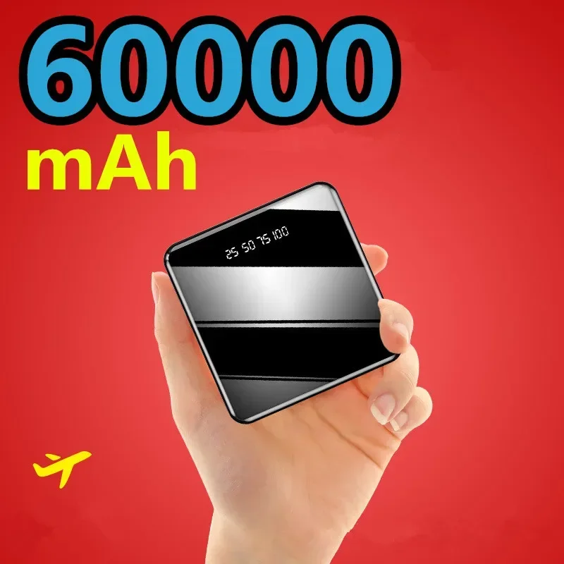 Mini 60000mAh Portable Power Bank 2 USB LCD Digital Display Fast Charging External Battery Powerbank For iPhone Xiaomi Huawei