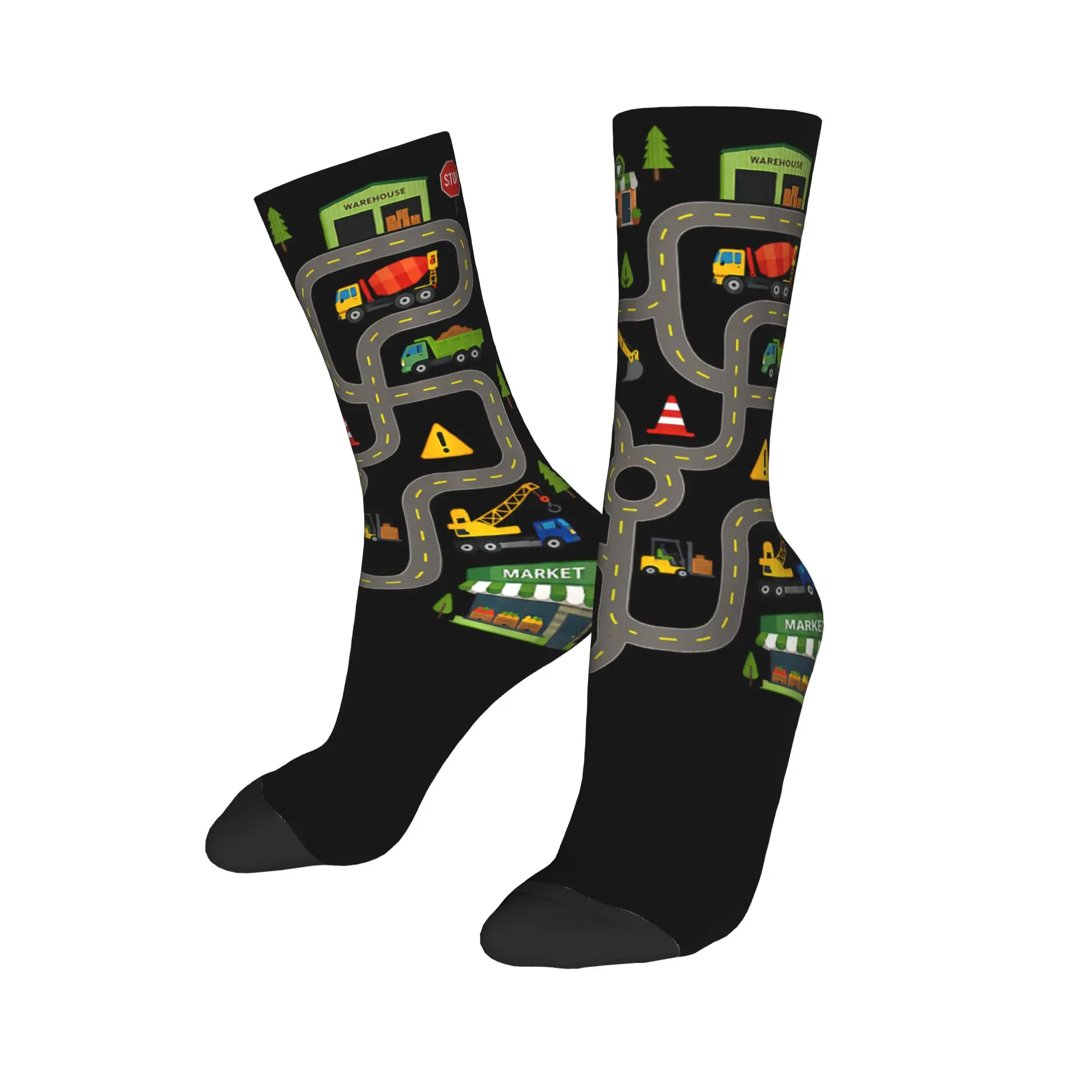 Retro Tired Dads Club Car Race Track On Dad Sports Socks  Polyester Long Socks for Women Men Sweat Absorbing