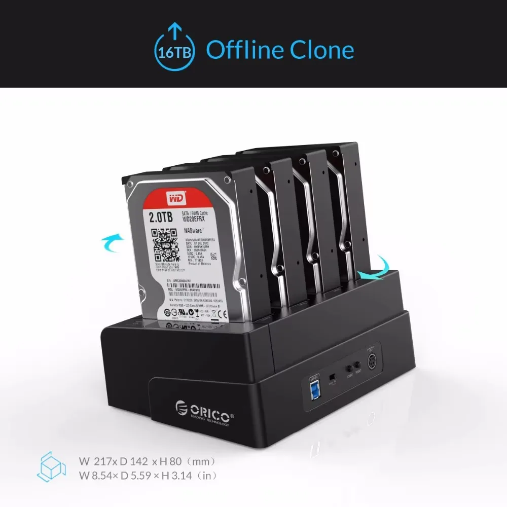 ORICO HDD Enclosure Docking Station per disco rigido da 2.5/3.5 pollici con Clone Offline da SATA a USB 3.0 supporto per Docking Station HDD 64TB