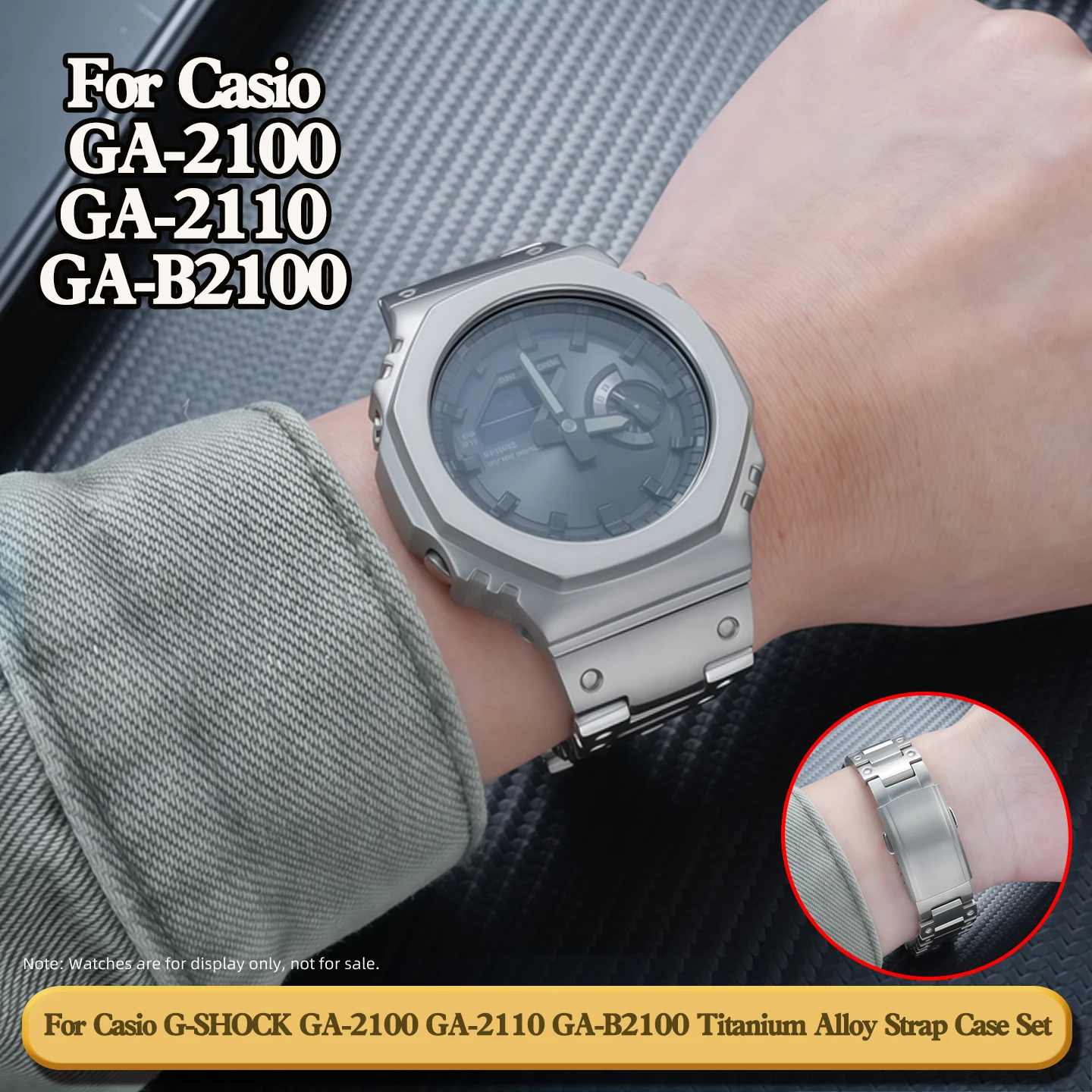 

Комплект из титанового сплава GA2100 для Casio G-SHOCK Octagonal Farmhouse Oak GA-2100 GA-2110 GA-B2100, комплект из титанового сплава с ремешком и корпусом, черный цвет