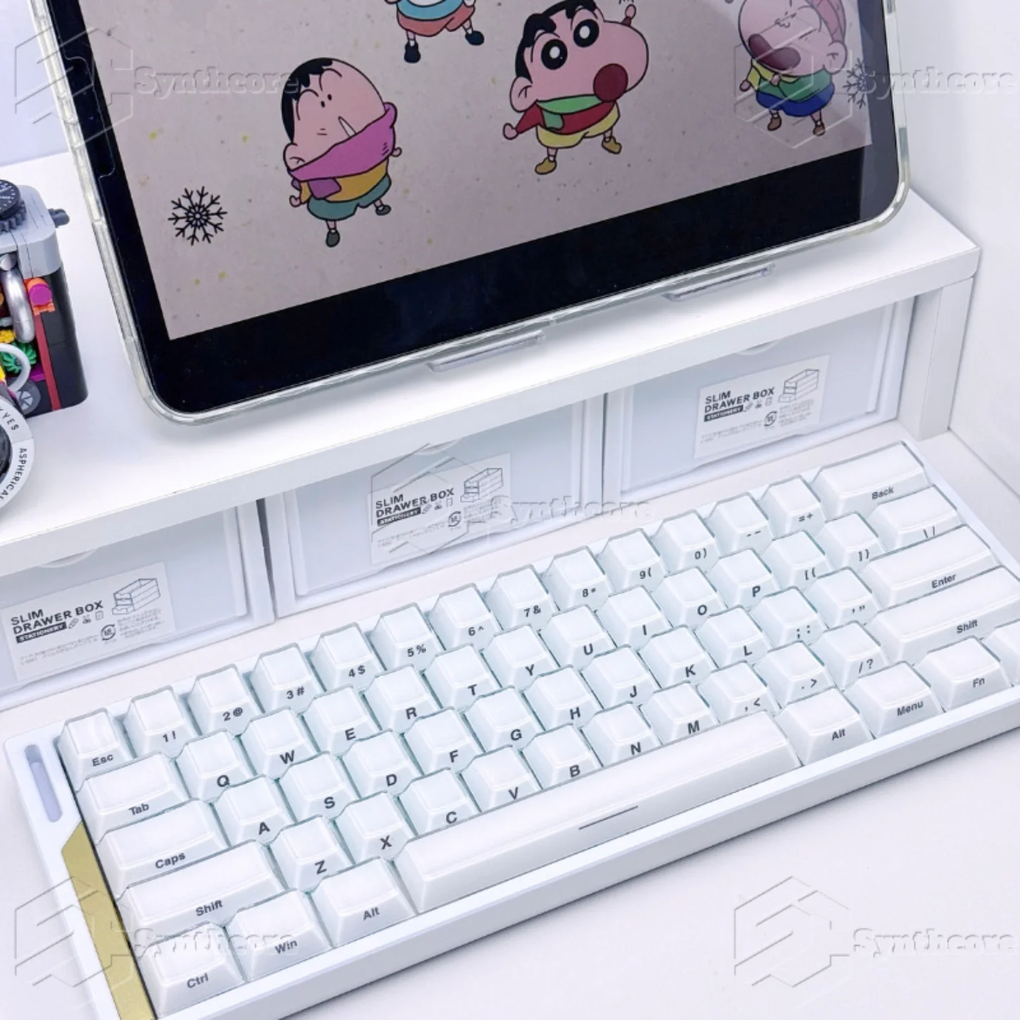 95 Key Crystal Side Engraved Keycap PBT+PC Cherry Jelly Keyboard Keychain Compatible with 60/64/84 Mechanical Keyboard MX Switch