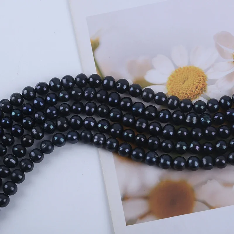 9-10mm Black Color  Potato Shaped Pearl Strands Zhuji Pearl For Jewelry